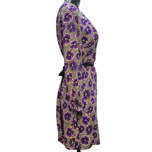 Milly Floral Print Dress Purple & Black Size 0 - Picture 3 of 5